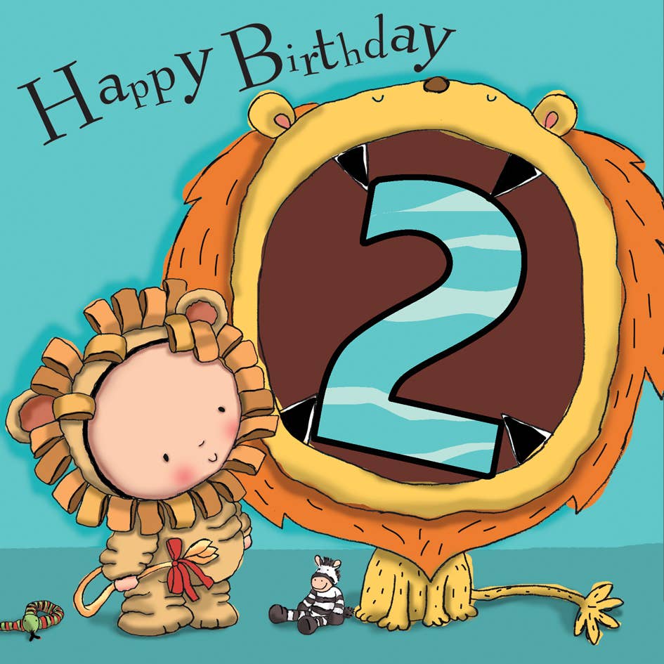 2nd Birthday Card Boys - Lion