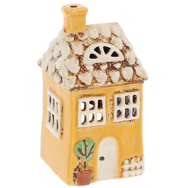 Village Pottery Garden Small Yellow House Tealight