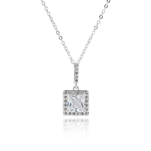 Geometric Glam Square Silver Plated Necklace