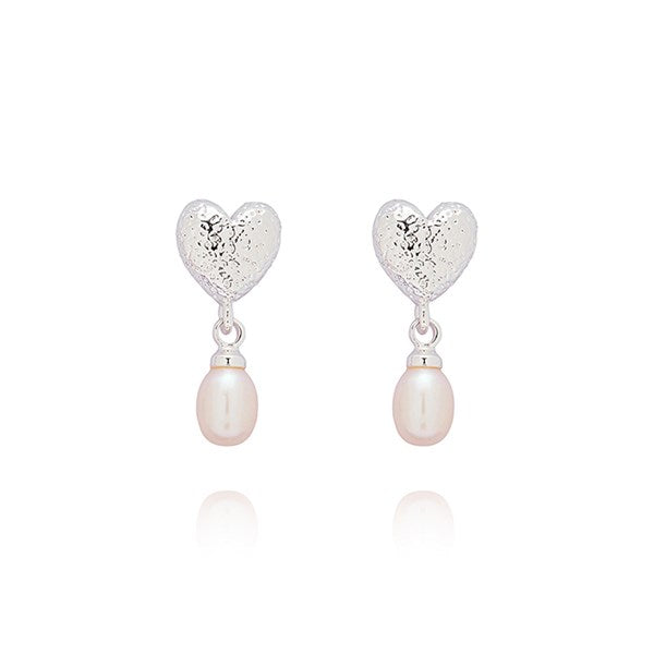 Fresh Water Pearl Textured Heart Silver Plated