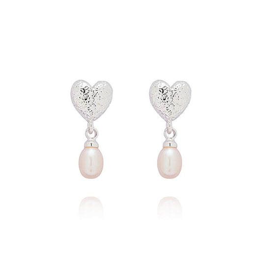 Fresh Water Pearl Textured Heart Silver Plated