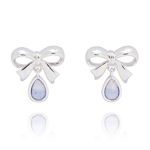 Candy Silver Plated Bow Earrings Lilac