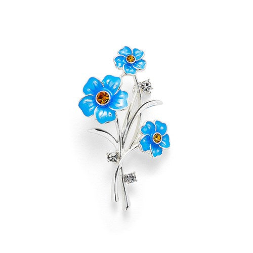 Forget Me Not Silver Plated Posy Brooch