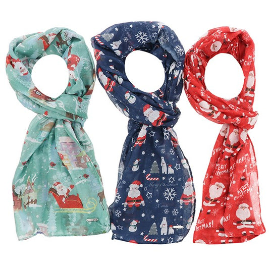 Jolly Santa Xmas Printed Scarf