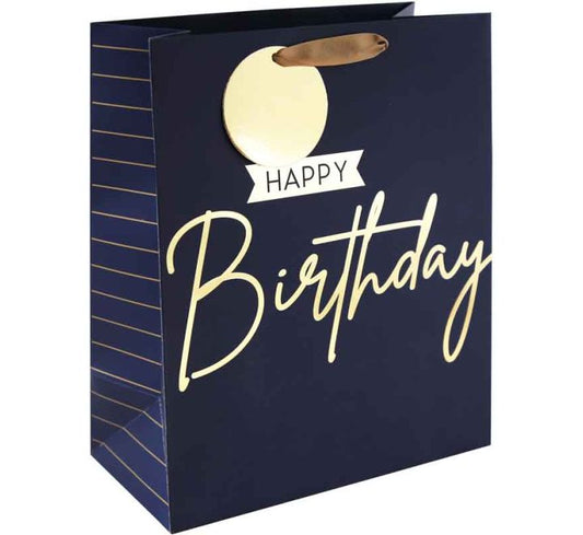 NAVY HAPPY BIRTHDAY LARGE GIFT BAG