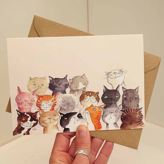 Cute Cat card, Funny Cat Birthday card, Crazy cat card
