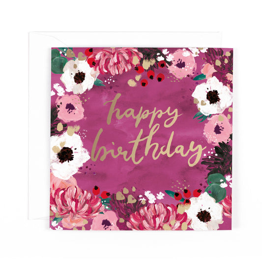 Maison Open Birthday Floral Happy Birthday Type