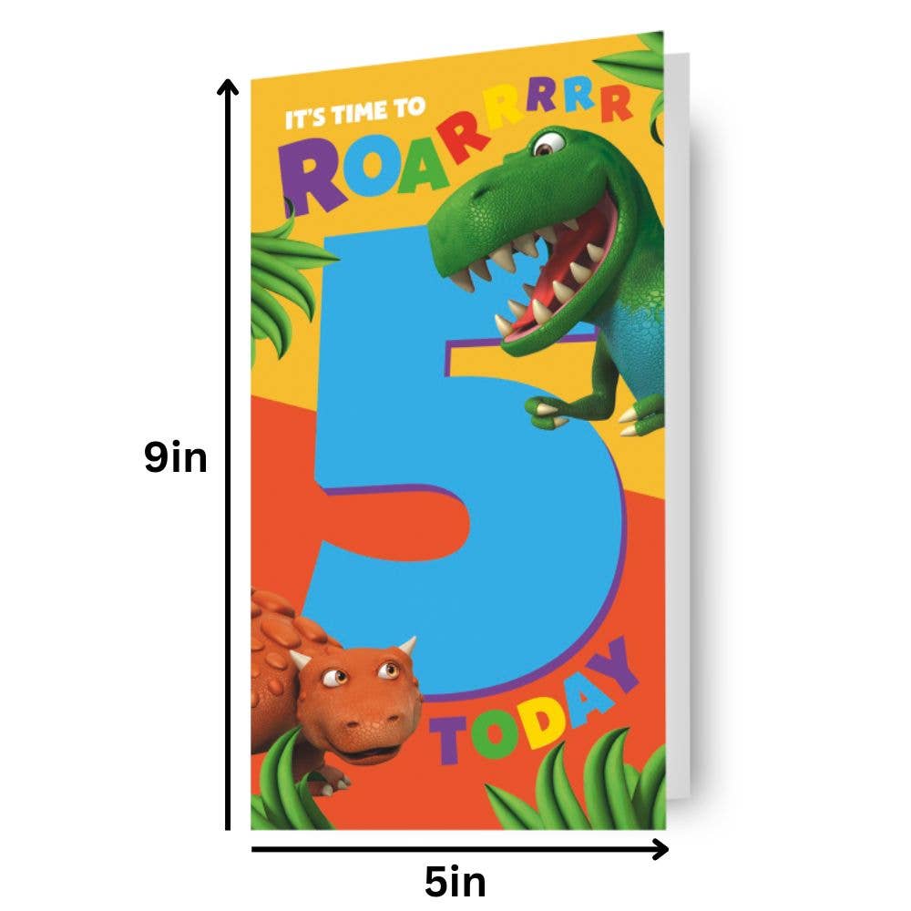 Dinosaur Roar Age 5 Sticker Birthday Card