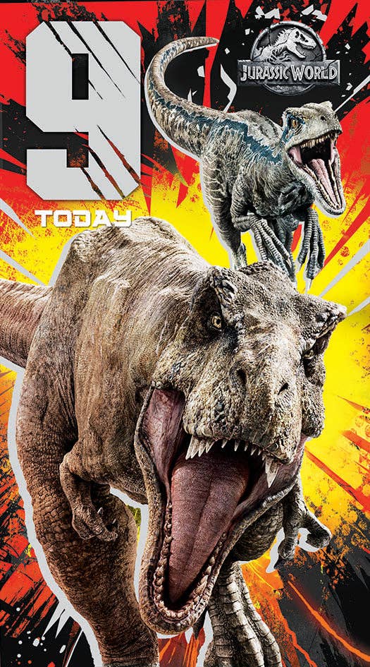 Jurassic World Age 9 Birthday Card