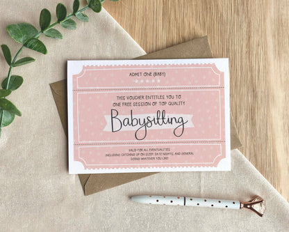 Babysitting Voucher Card – New Baby or First Birthday Card