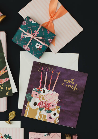 Maison Open Birthday Floral Birthday Cake Make A Wish