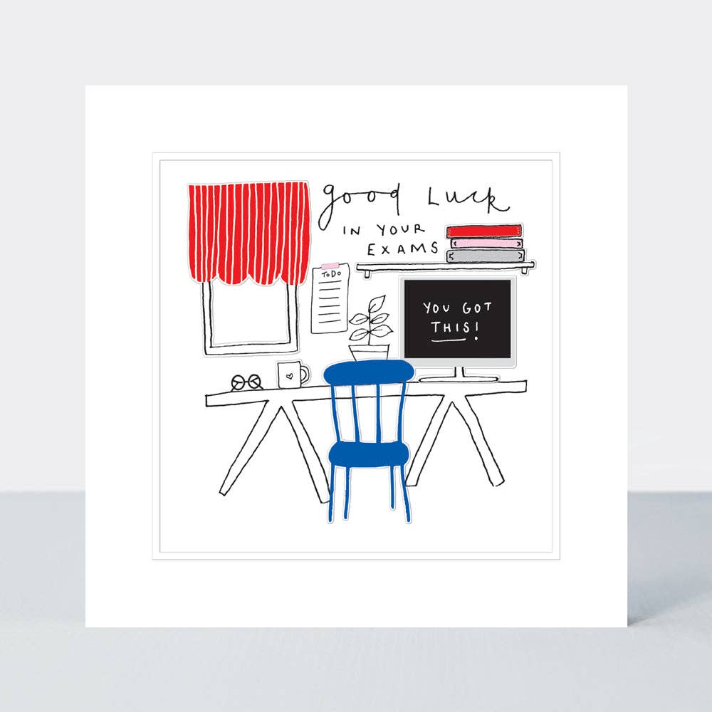 Pocket Rocket - Good Luck Exams- Desk - Greetings Card