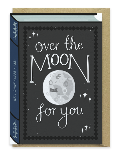 Over the Moon – Luxury Book Congratulations Well Done Card