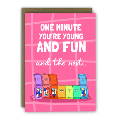 Funny Birthday Card - A6 - WTF Pill Organiser (NEW DESIGN!)