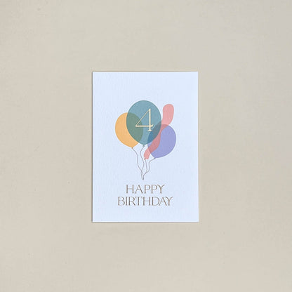 Fourth Birthday Balloon Bunch Card