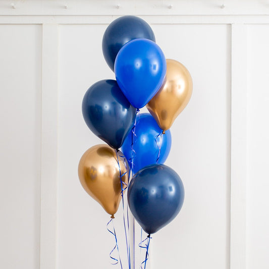 Blue Chrome Latex Balloon Bouquet (Helium Filled)