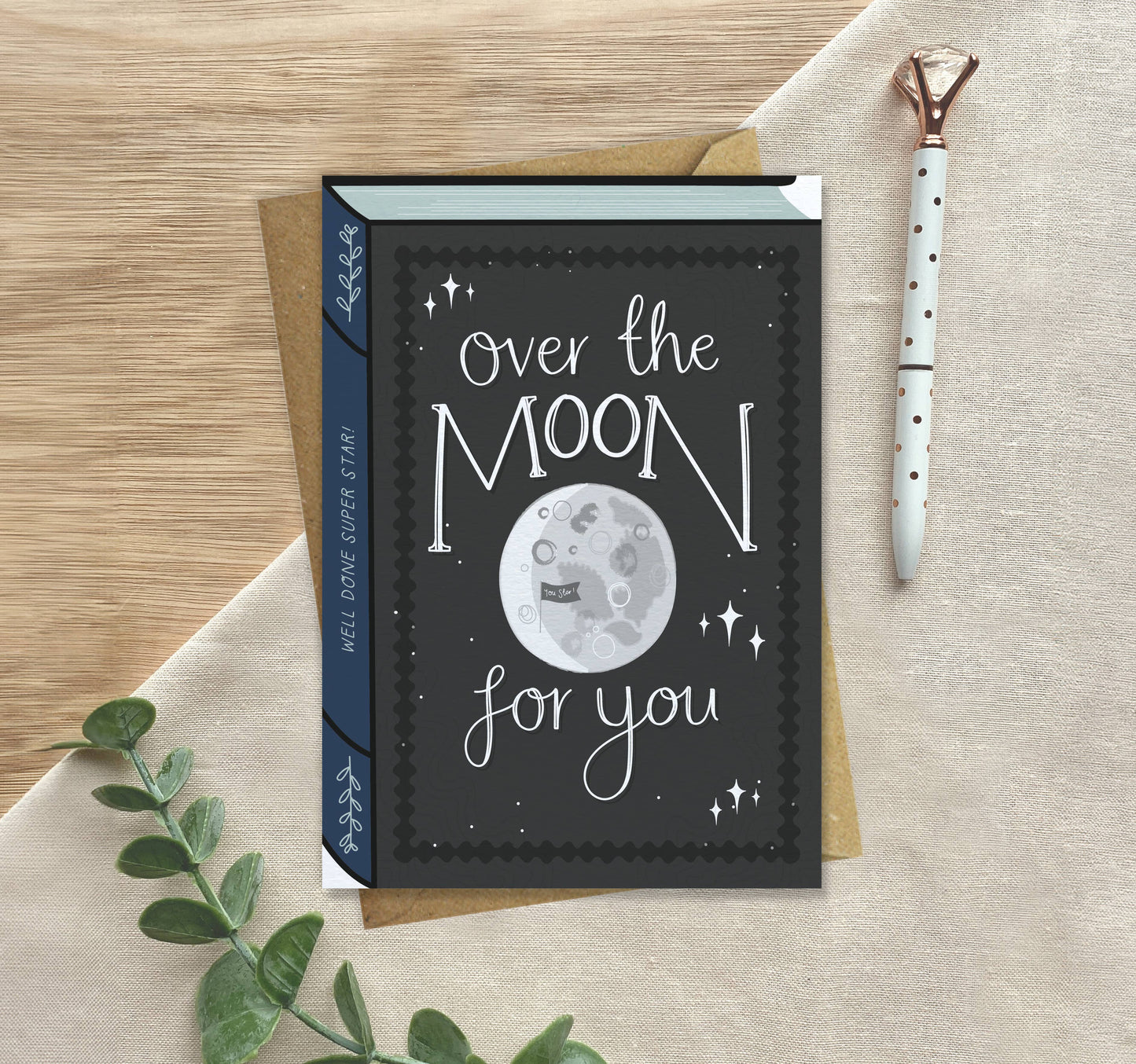 Over the Moon – Luxury Book Congratulations Well Done Card