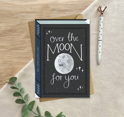 Over the Moon – Luxury Book Congratulations Well Done Card
