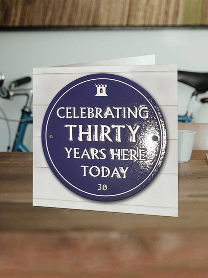 30th Birthday Milestone - Embossed Glossy Greetings Card