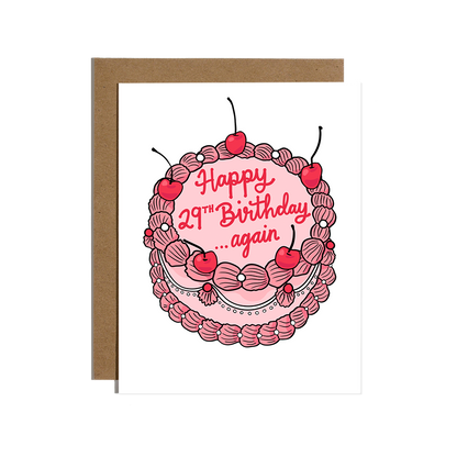 29th Birthday Cake Greeting Card