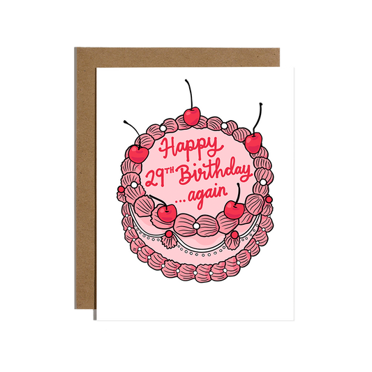 29th Birthday Cake Greeting Card