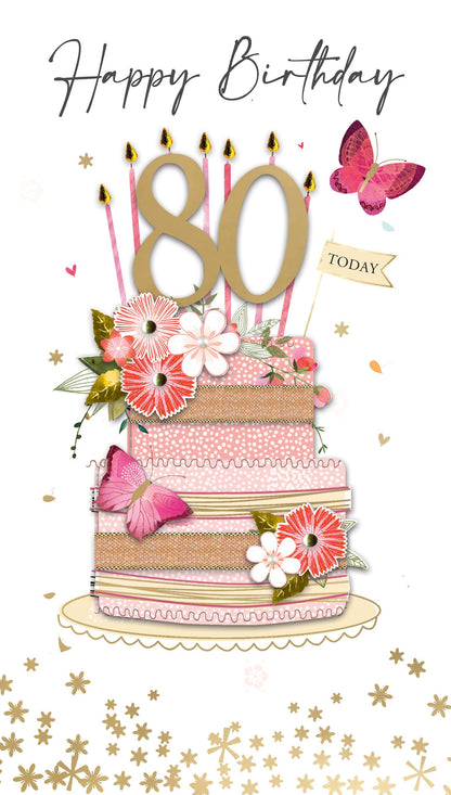 80th - Floral Cake - Champagne - Second Nature
