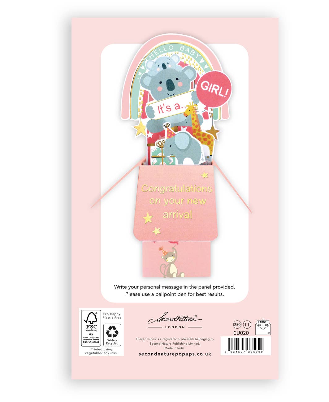 Baby Girl Koala - 3D Pop Up's Greeting Card - Second Nature