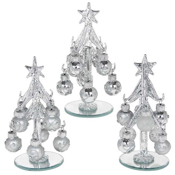 Deco Glass Pure Silver Tree Small