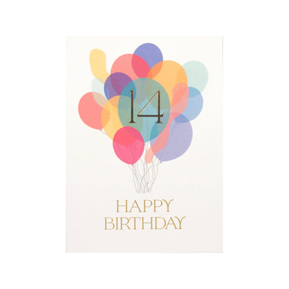 Fourteenth Birthday Balloon Bunch Card