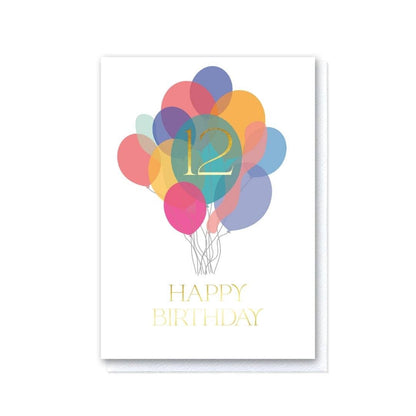 Twelfth Birthday Balloon Bunch Card