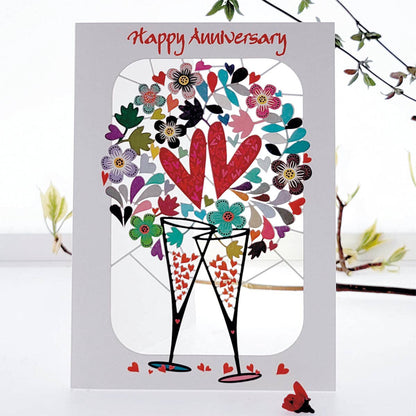 Happy Anniversary with Champagne Glasses Card