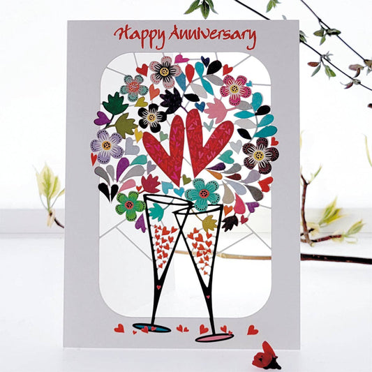 Happy Anniversary with Champagne Glasses Card