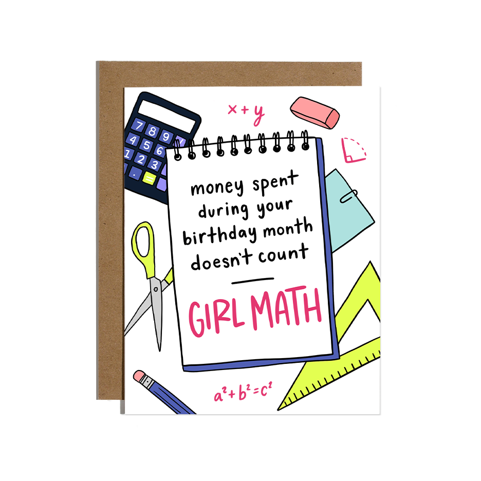 Girl Math Birthday Greeting Card