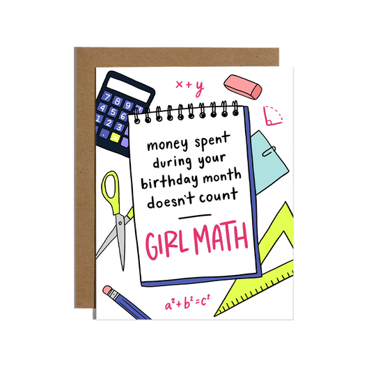 Girl Math Birthday Greeting Card
