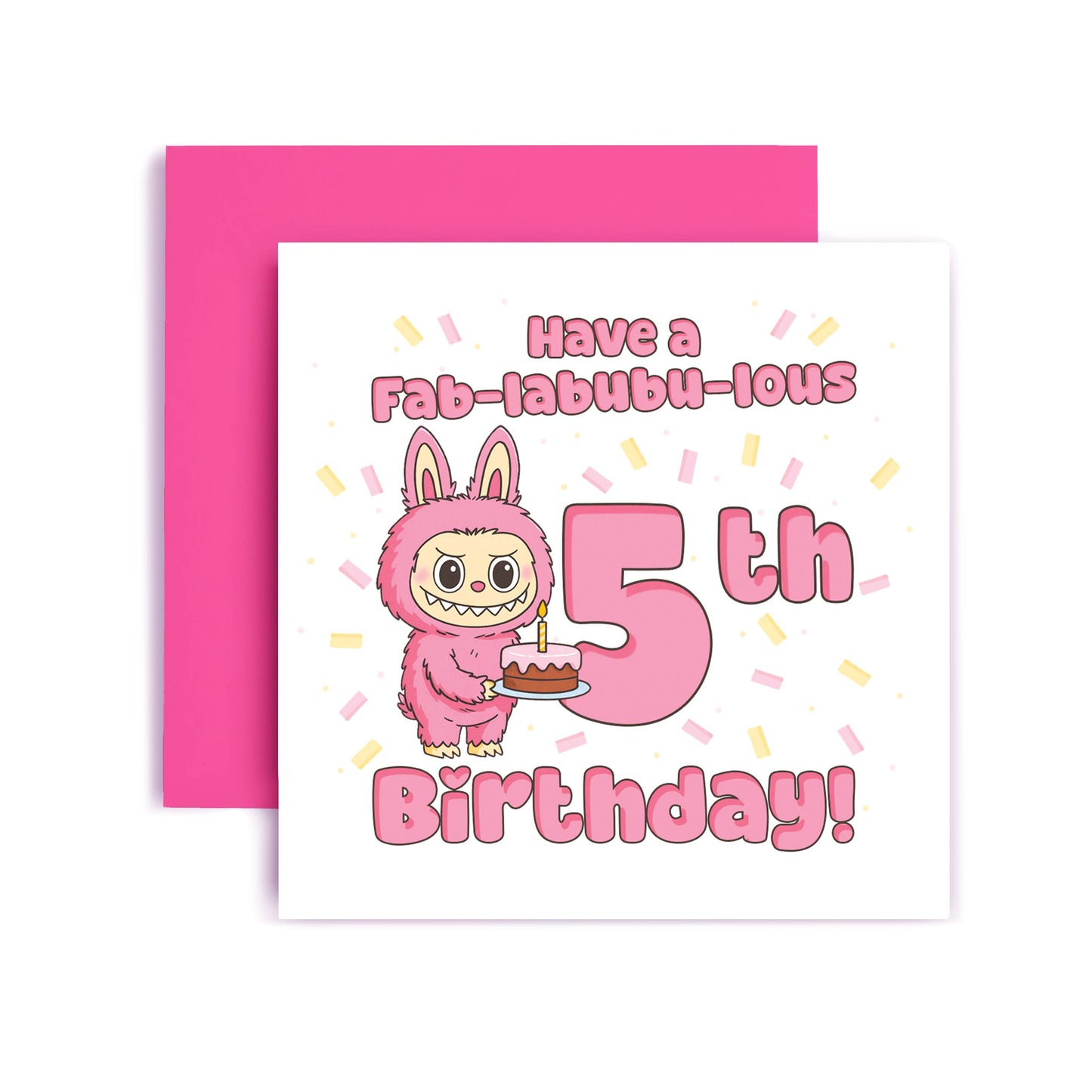 Have a Fab‑Labubulous 5th Birthday – Cute Character Card