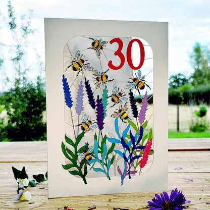 Age 30 Bee Design Birthday Card