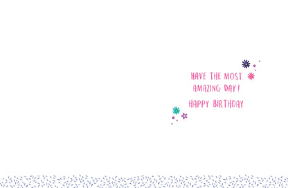 Birthday Card, Niece, Flowers On Purple