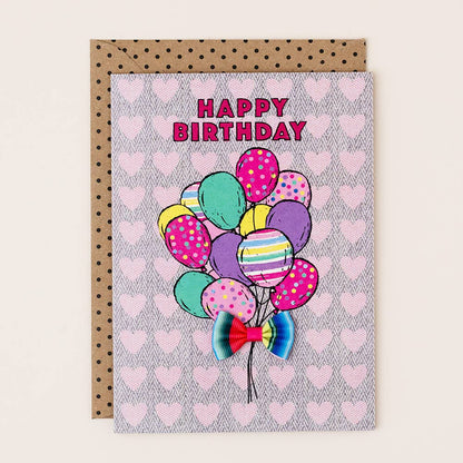Kids Girls Heart Balloons Birthday Card