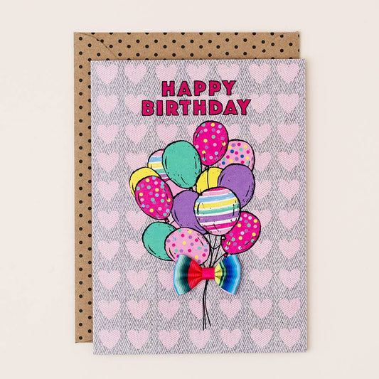Kids Girls Heart Balloons Birthday Card