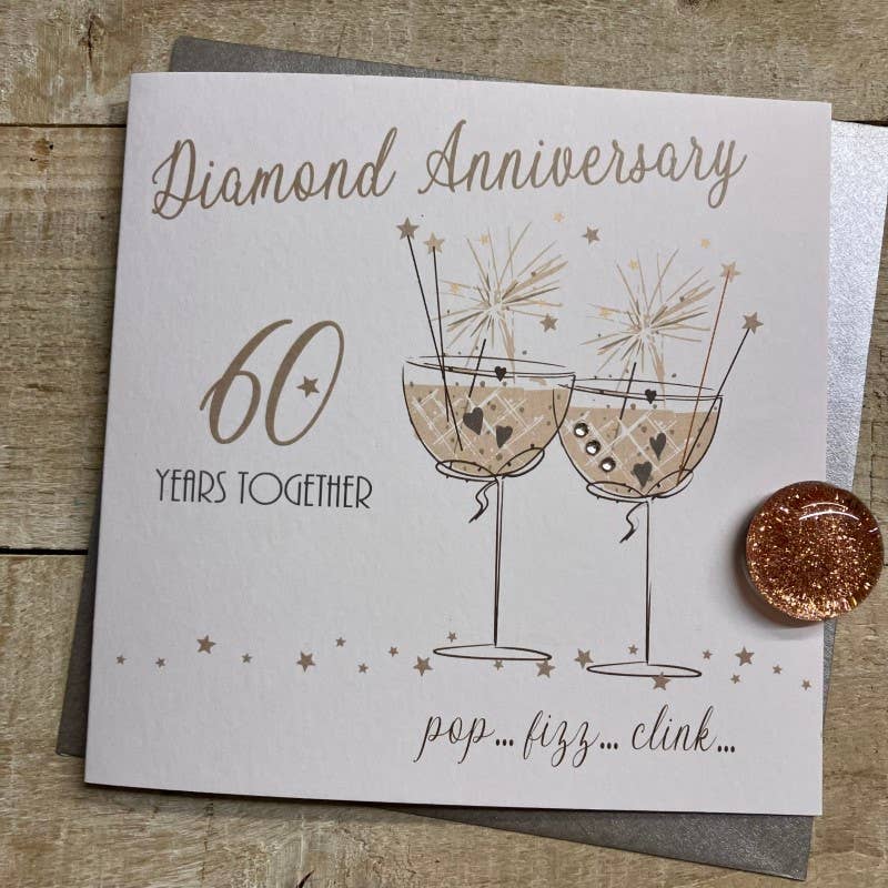 60th Diamond Anniversary Coupe Glasses with Sparklers
