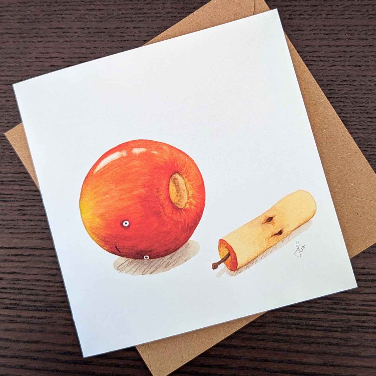 Fruity greeting card, Funny quirky Apple Card, Dark humour 
