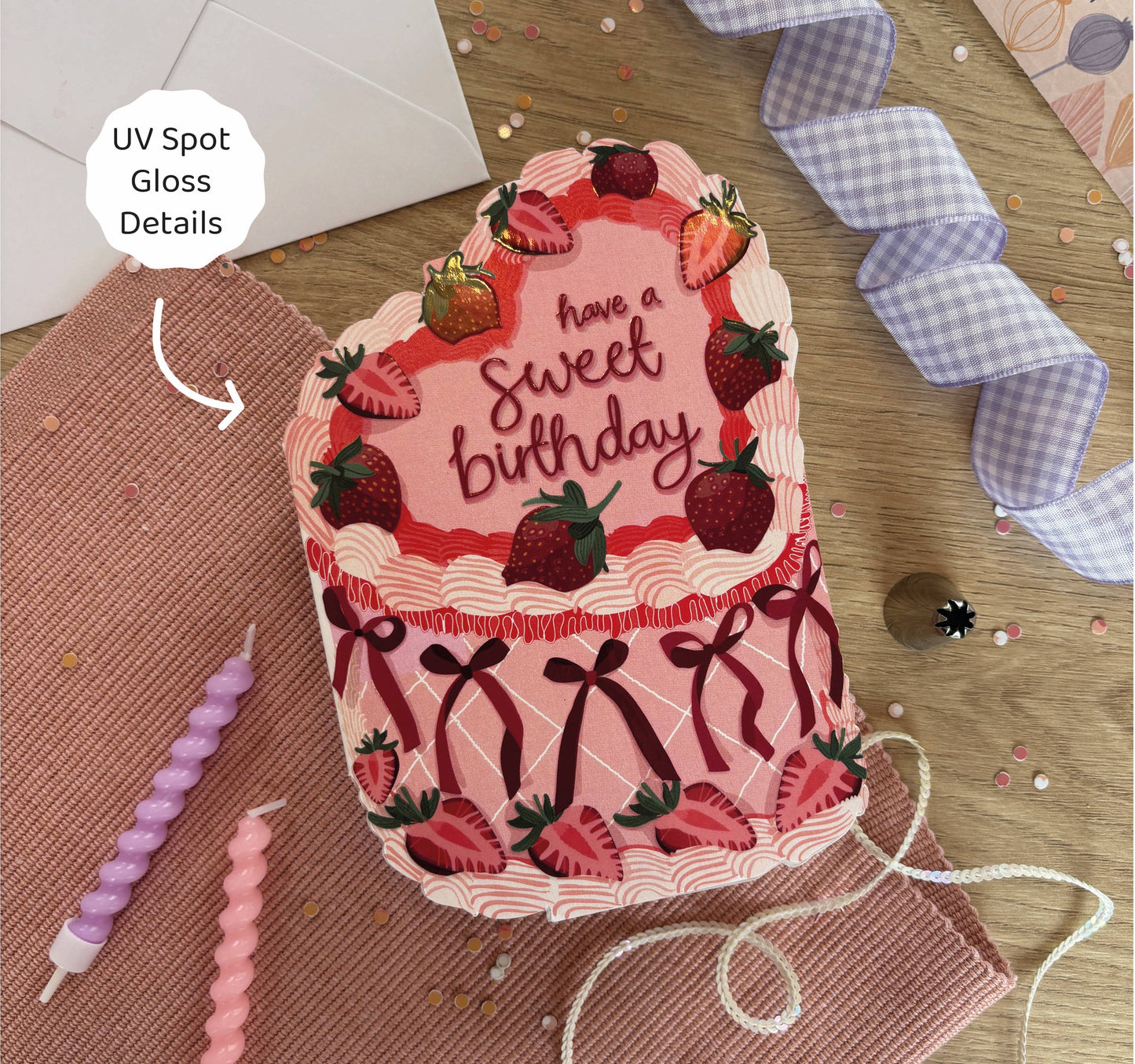 Sweet Birthday - Strawberry Birthday Cake Shaped Card