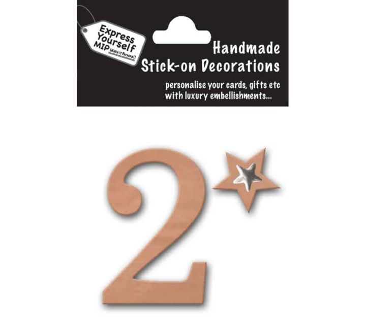 Stick-on Number 2 Rose Gold