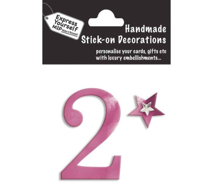 76X50mm NO.2 PINK MINI NUMBER STICKER
