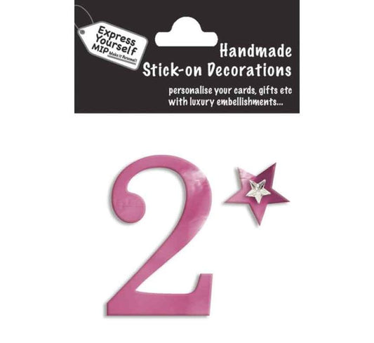 76X50mm NO.2 PINK MINI NUMBER STICKER