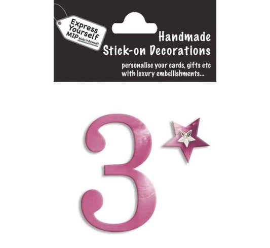 76X50mm NO.3 PINK MINI NUMBER STICKER