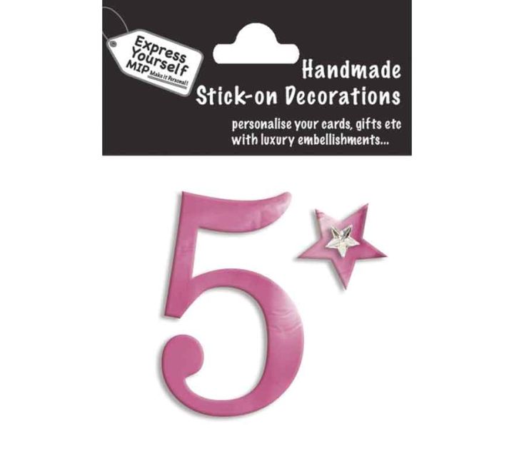 76X50mm NO.5 PINK MINI NUMBER STICKER