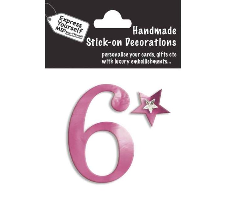 76X50mm NO.6 PINK MINI NUMBER STICKER