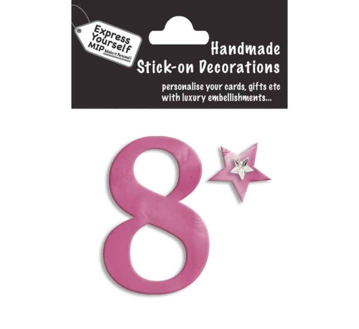 76X50mm NO.8 PINK MINI NUMBER STICKER