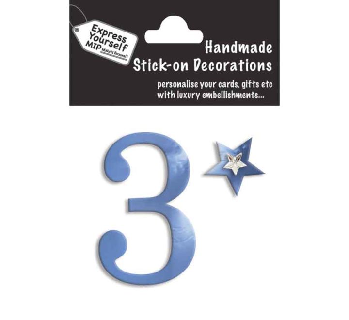 76X50mm NO.3 BLUE MINI NUMBER STICKER